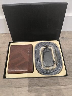 Brown Leather Wallet Gift Set with Belt
